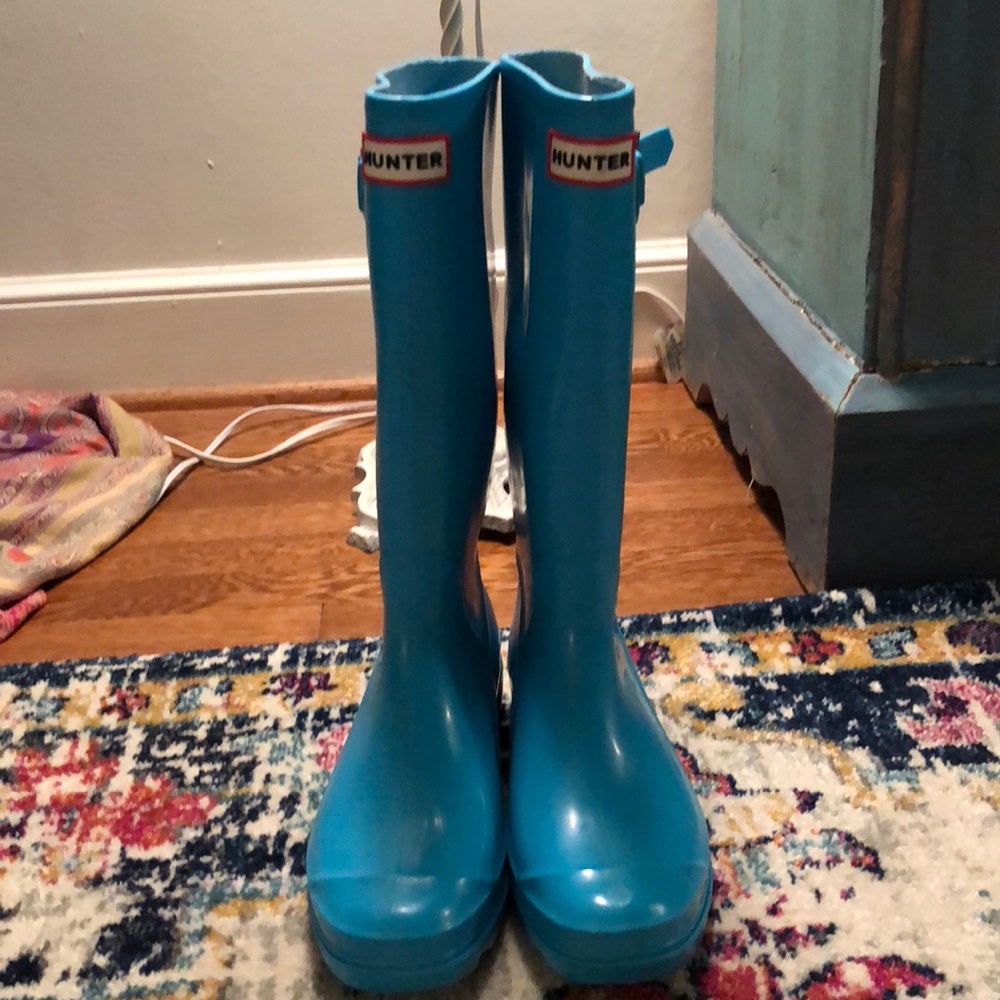 Blue hunter boots